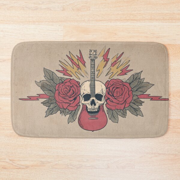 Artikelvorschau, Totenkopf- und Gitarrenmotiv mit Rosen entworfen und verkauft von anytka.