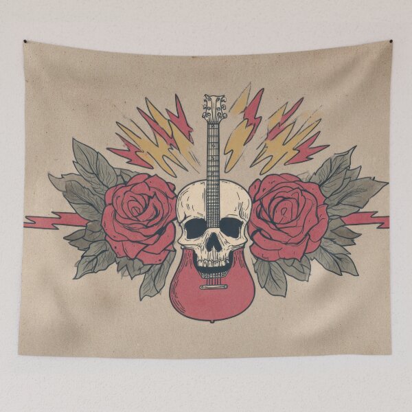Item preview, Skull and guitar with roses design designed and sold by anytka.