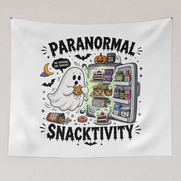Aperçu de l'œuvre Drôle de fantôme paranormal Snacktivity Halloween Art créée et vendue par InkNovaLab.