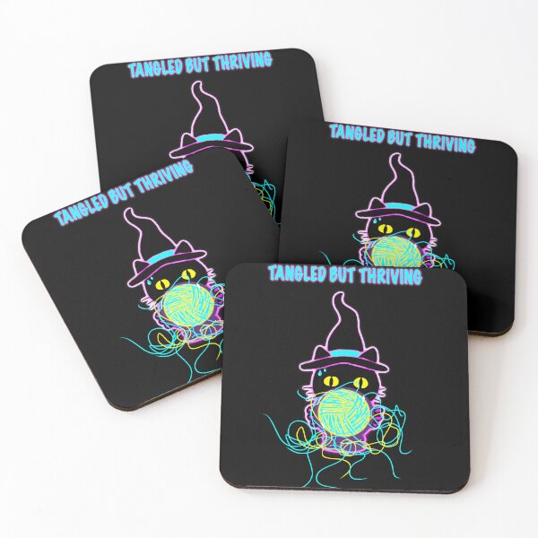 Item preview, Tangled But Thriving – Cozy Chaos Witch Cat Sticker designed and sold by ArtyWares.