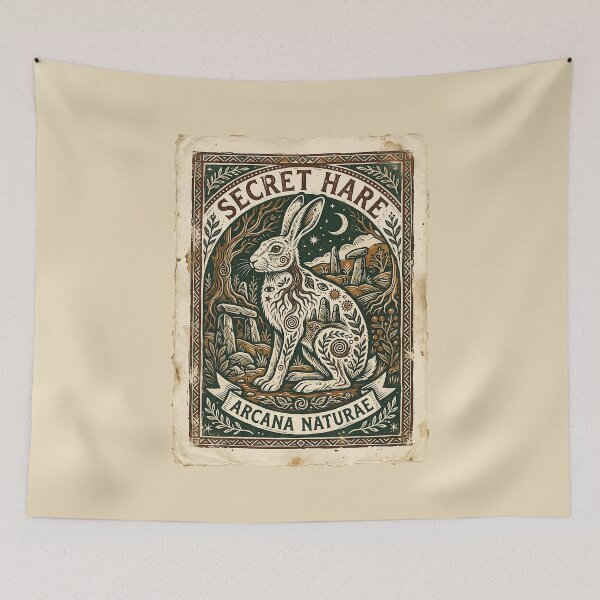 Item preview, Mystic Forest Hare Occult Art Folklore Illustration designed and sold by SplashTastic.