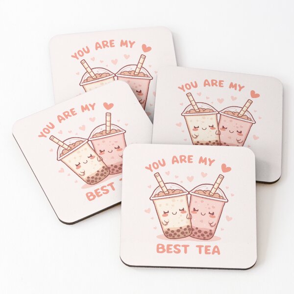 Item preview, You Are My Best Tea – Cute Kawaii Blushing Boba Cups Pun Bubble Tea Friendship Gift Design designed and sold by KhadijaBatool38.