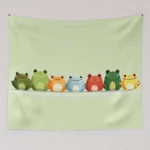 Item preview, Frogs lined up in a colorful row designed and sold by anytka.