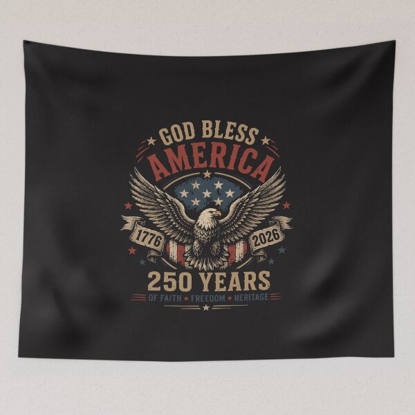 Item preview, God Bless America Christian Cross Flag 250 Years 1776 2026 designed and sold by kiralynstration.