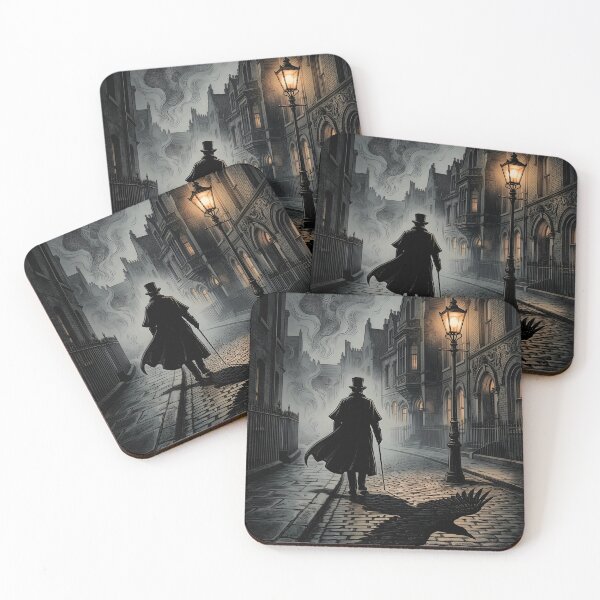 Item preview, The Cloaked Figure | Victorian Noir Raven Shadow Gothic Art designed and sold by Studio77-Gothic.