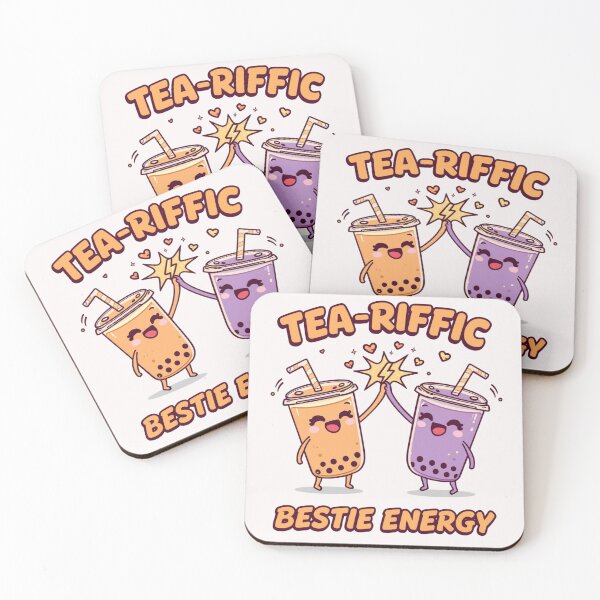 Item preview, Tea-riffic Bestie Energy – Cute Kawaii Bubble Tea Friendship Pun Design for Boba Lovers designed and sold by KhadijaBatool38.