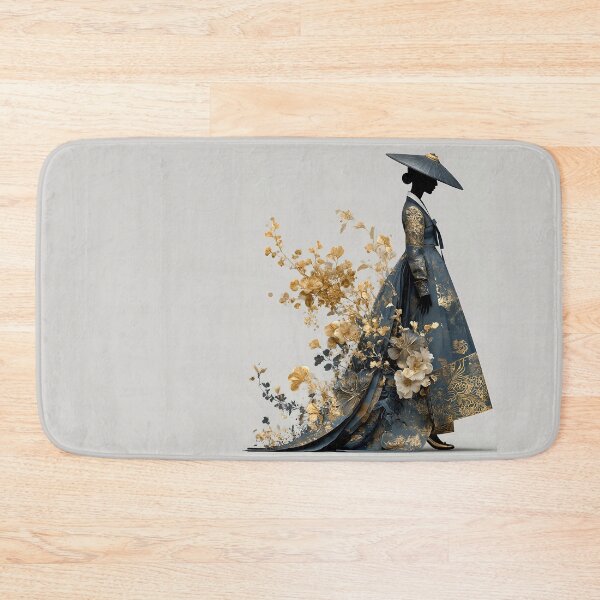 Item preview, Elegant Modern Korean Hanbok with Gold Floral Embroidery designed and sold by colorful-white.