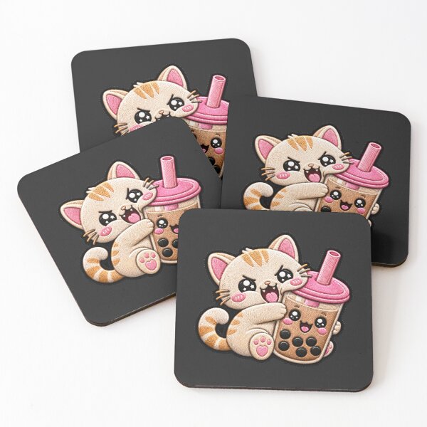Item preview, Greedy Baby Cat Bubble Tea Embroidery Patch designed and sold by ColorSplash123.