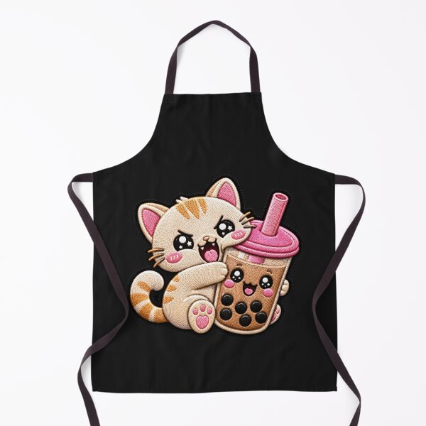 Item preview, Greedy Baby Cat Bubble Tea Embroidery Patch designed and sold by ColorSplash123.
