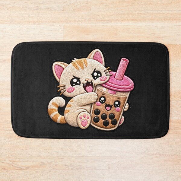 Item preview, Greedy Baby Cat Bubble Tea Embroidery Patch designed and sold by ColorSplash123.