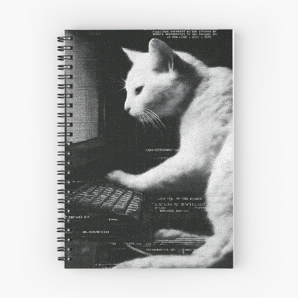Item preview, White Cat in Tech Mode Sitting at Computer Cute Kawaii Design designed and sold by Meow-Attitude.