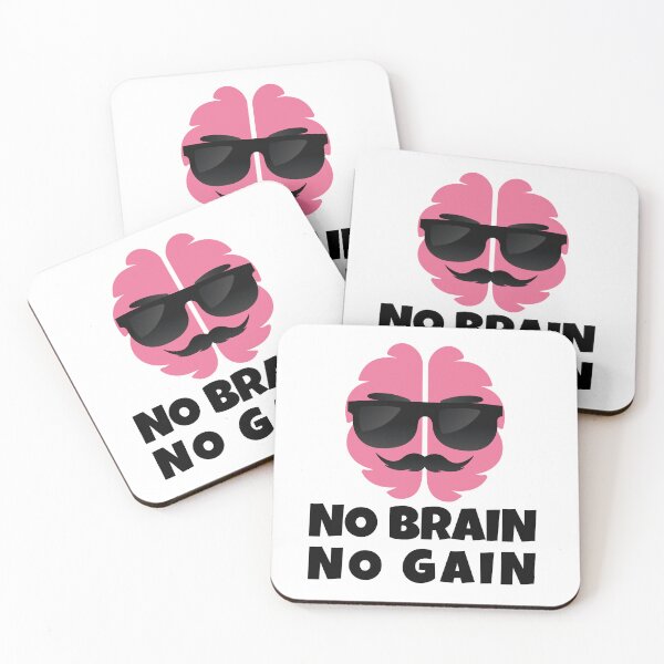 Item preview, No Brain No Gain Funny Motivational Brain Business Success Illustration designed and sold by WordPlayStudio.