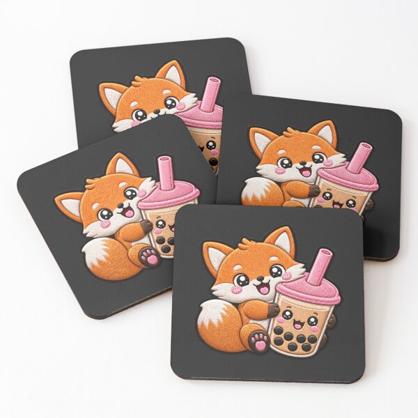 Item preview, Cute Baby Fox Bubble Tea Embroidery Patch designed and sold by ColorSplash123.
