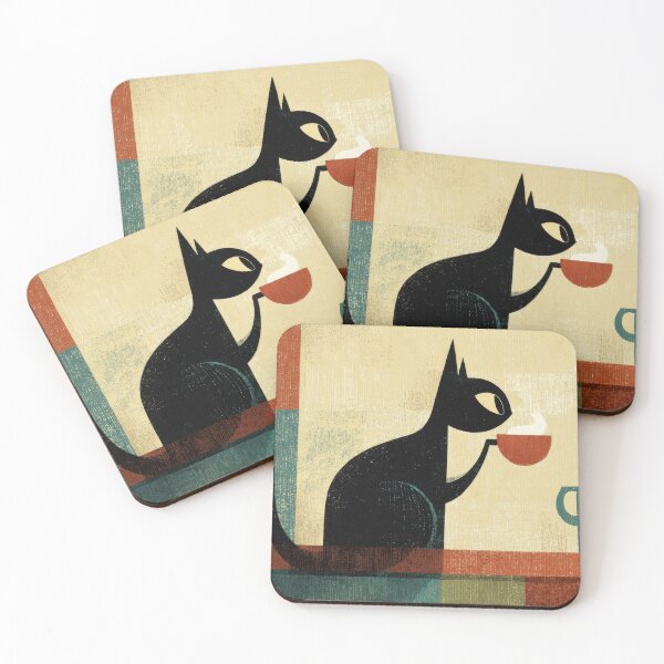 Item preview, Cat enjoying coffee in a cozy cafe designed and sold by anytka.