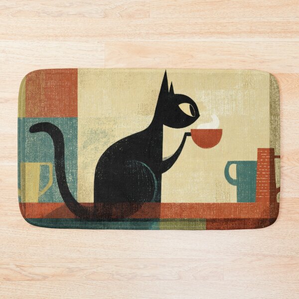 Item preview, Cat enjoying coffee in a cozy cafe designed and sold by anytka.