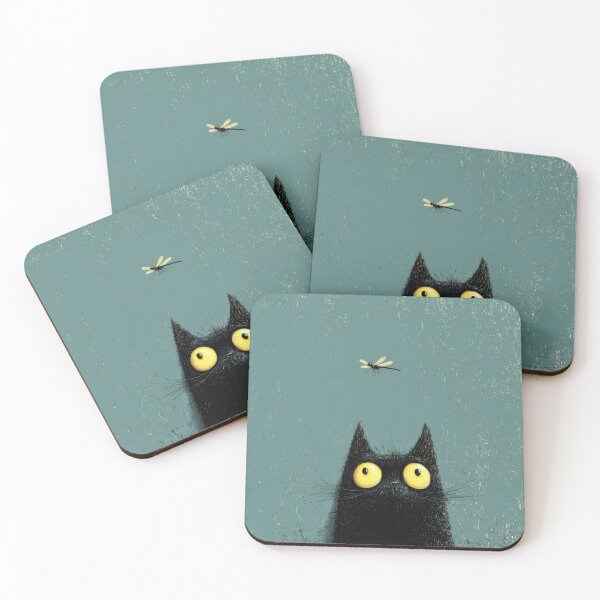 Item preview, Cat looks at a dragonfly in the air designed and sold by anytka.
