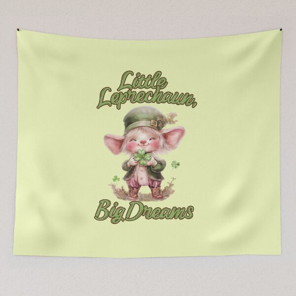 Item preview, "Little Leprechaun, Big Dreams" Cute Leprechaun with a Clover for St. Patrick's Day designed and sold by illeN-Art-World.