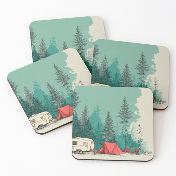 Item preview, Camping in the woods with a camper designed and sold by anytka.