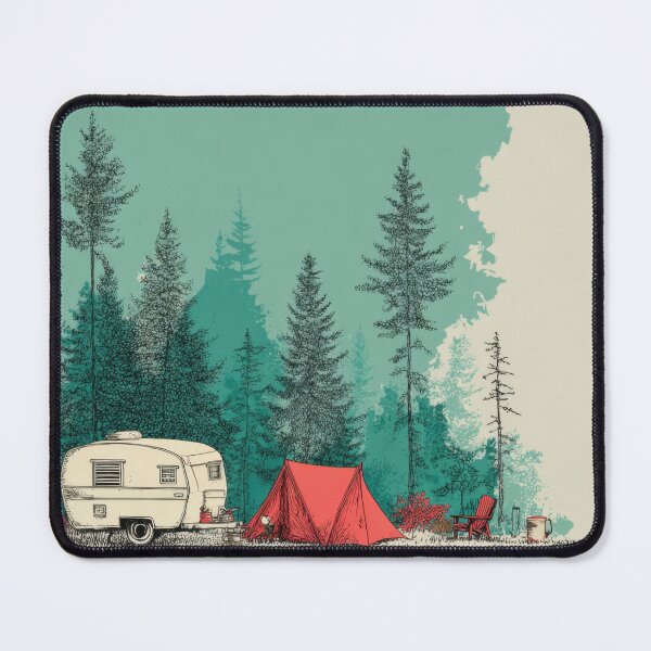 Item preview, Camping in the woods with a camper designed and sold by anytka.