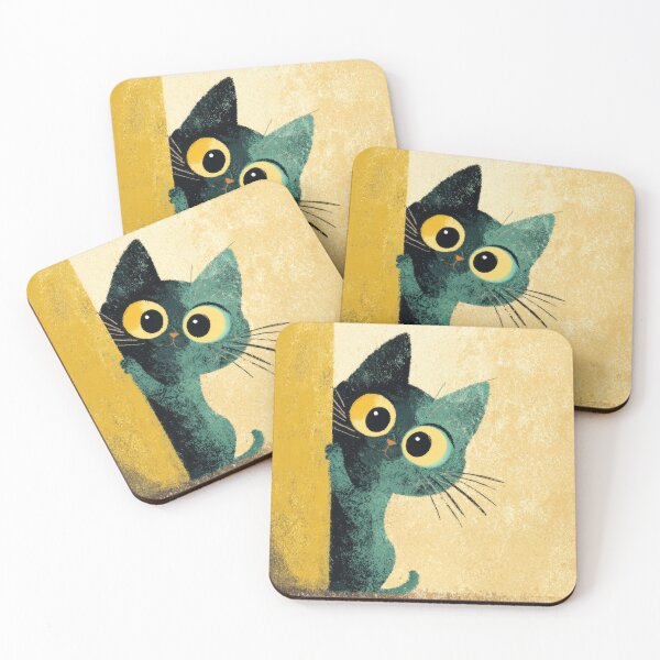 Item preview, Black cat peeking from behind wall designed and sold by anytka.