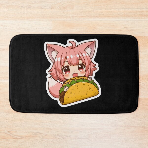 Item preview, Cute Chibi Fox Girl Eating Taco Kawaii Anime Graphic Design designed and sold by Kavya Art.