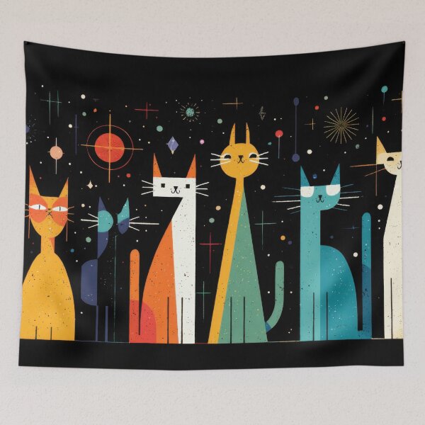 Item preview, Colorful cats in space with stars designed and sold by anytka.