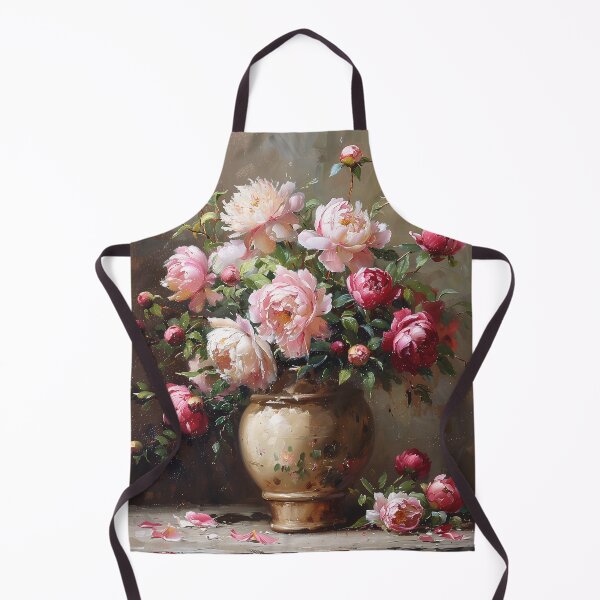 Item preview, Lush Pink Peonies in Golden Antique Vase designed and sold by colorful-white.