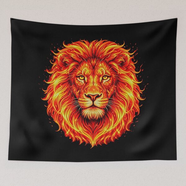 Item preview, Apex Lion: FIRE - Vibrant Flame Mane Wildlife fashion design designed and sold by David Brookes Digital.