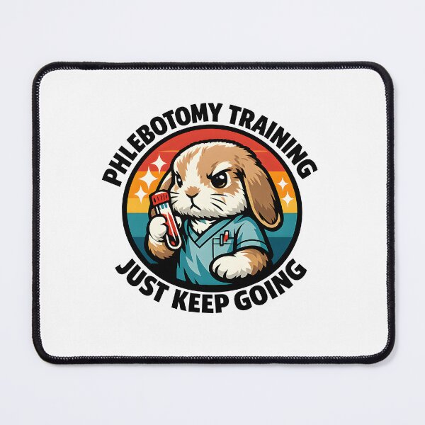 Item preview, Cute Mini Lop Bunny Phlebotomist Retro Vintage Circle Motivational Design for Phlebotomy Training Week Gift designed and sold by ClinicalHubs.