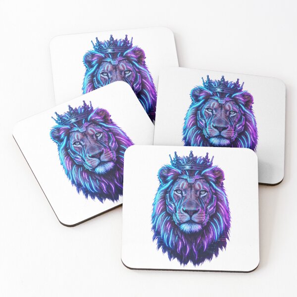 Item preview, Majestic Cybernetic Neon Lion King with Crown designed and sold by PawsAndWilds.