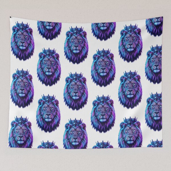 Item preview, Majestic Cybernetic Neon Lion King with Crown designed and sold by PawsAndWilds.