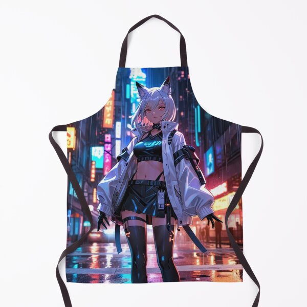 Item preview, Cyberpunk Fox Girl – Neon Silver Samurai Aesthetic designed and sold by AnimDream .