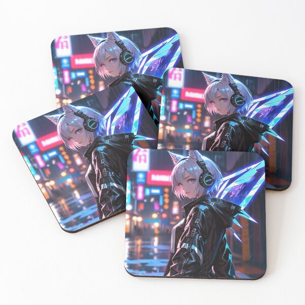 Item preview, Neon Rain Cyber City Fox Girl Portrait designed and sold by AnimDream .