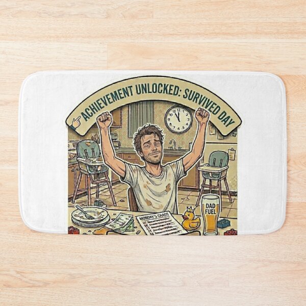 Item preview, Achievement Unlocked: Survived The Day - Funny Dad Life Monday Chaos designed and sold by DailyStruggleCo.