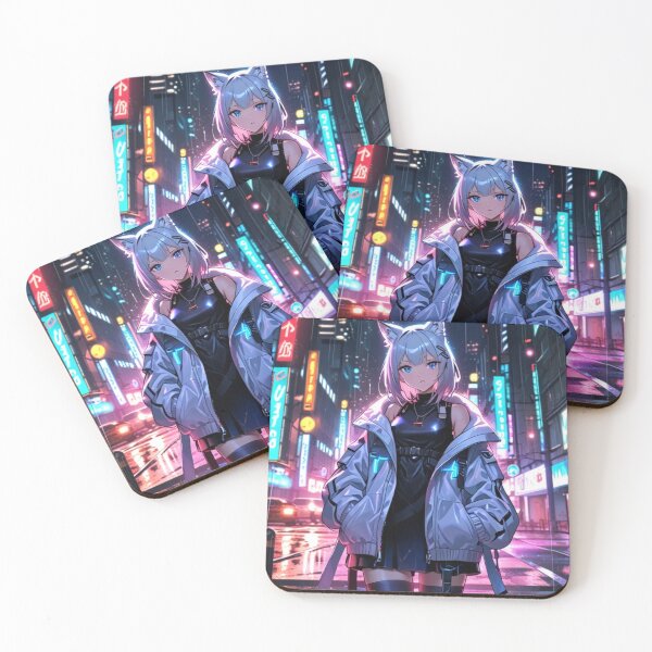 Item preview, Cyberpunk Hologram Girl – Neon City Rain Scene designed and sold by AnimDream .