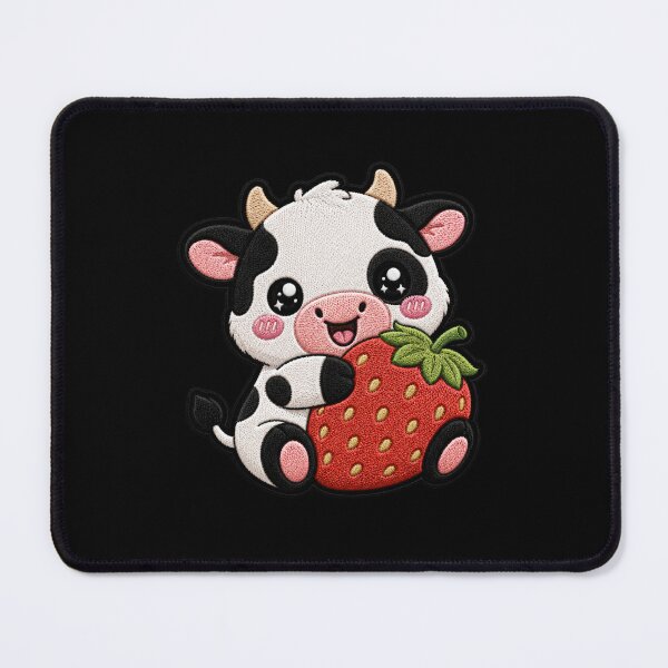 Item preview, Cute Baby Cow Strawberry Embroidery Patch designed and sold by ColorSplash123.