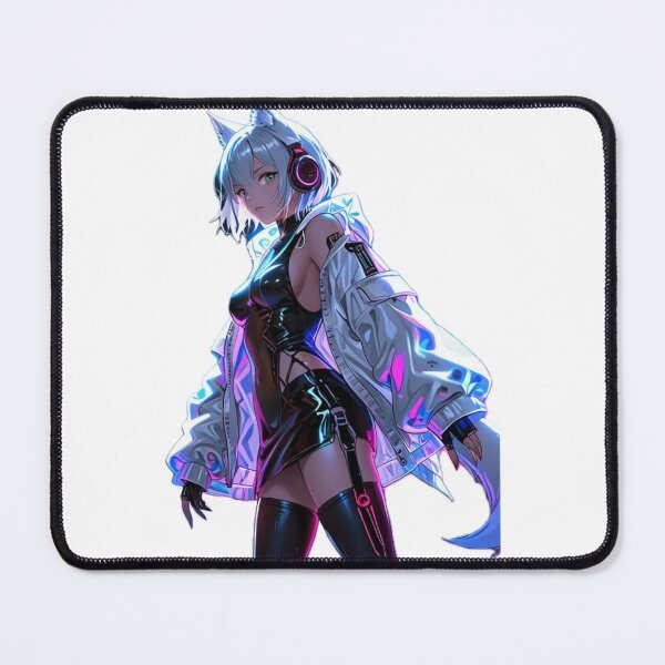 Item preview, Silver Hair Neon Fox Girl – Futuristic Techwear Style designed and sold by AnimDream .
