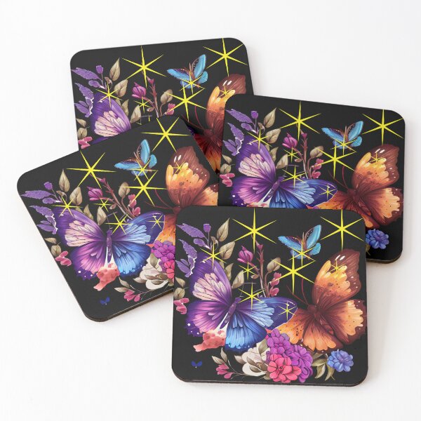 Item preview, Magical Night Butterflies - Vibrant Floral Garden designed and sold by PiksyPiksyArt.
