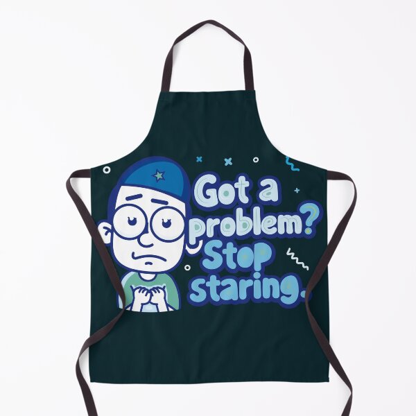 Item preview, A fearful, feverish character who says "Got a problem? Stop staring" in blue. designed and sold by Alan-David.