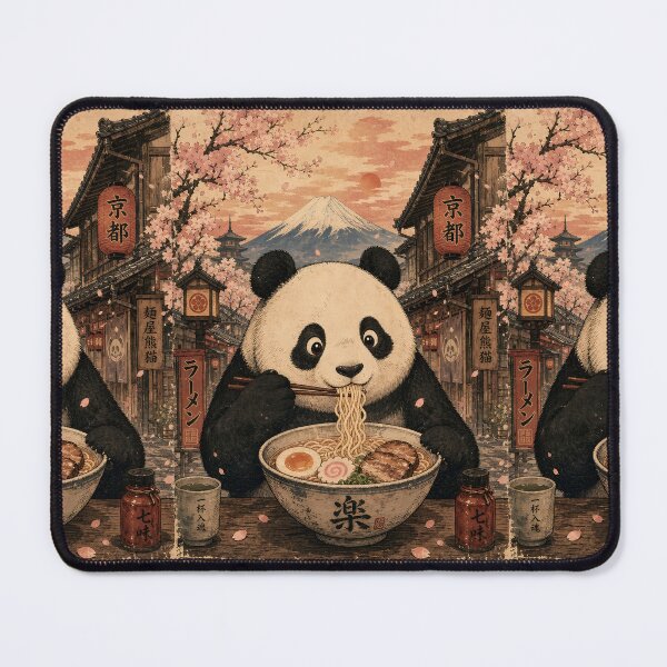 Item preview, Kawaii Panda Eating Ramen in Kyoto designed and sold by merchxwear.
