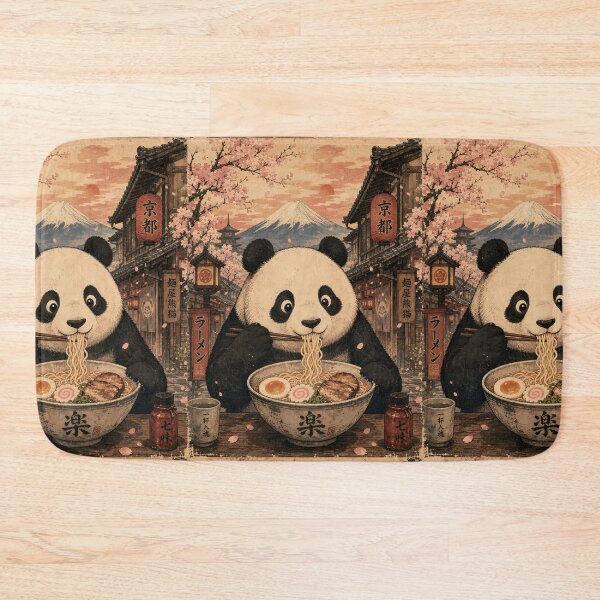 Item preview, Kawaii Panda Eating Ramen in Kyoto  designed and sold by merchxwear.