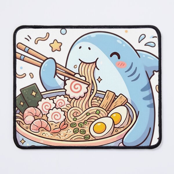 Item preview, Adorable Shark Enjoying a Large Ramen Bowl designed and sold by aashcreat.