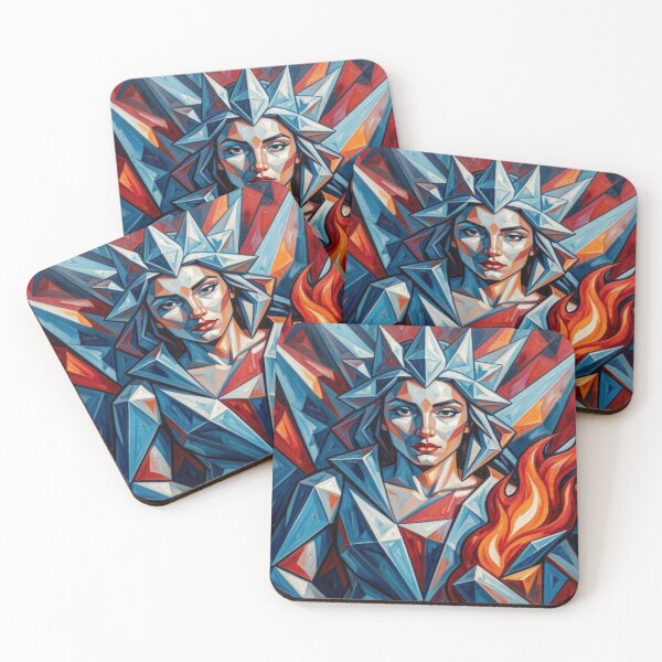 Item preview, Goddess of ice and fire in a modern geometric style with powerful symbolism and clear energy designed and sold by FotoworldEdel.
