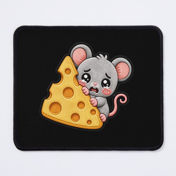 Item preview, Scared Baby Mouse Cheese Embroidery Patch designed and sold by ColorSplash123.