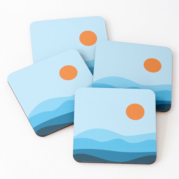 Item preview, Blue Ocean Waves with Orange Sunset Sky designed and sold by Ang.V.