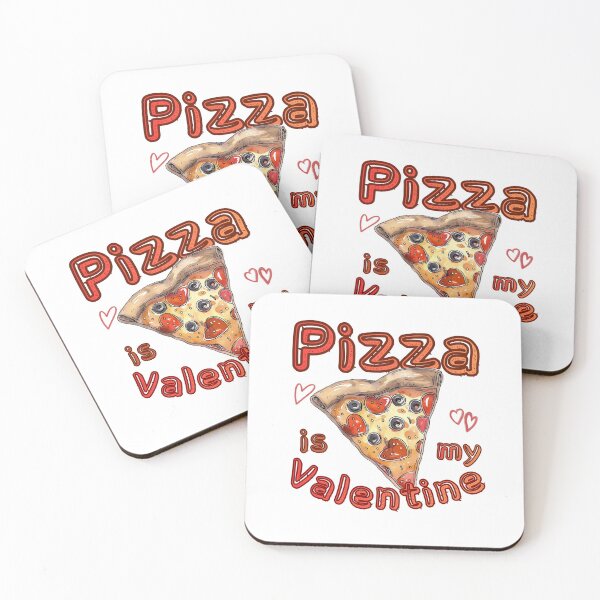 Item preview, Pizza Is My Valentine Heart Shaped Pepperoni Watercolor Art designed and sold by illeN-Art-World.