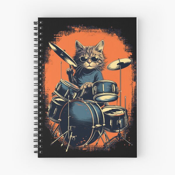 Item preview, Rock Cat Drum Kit Illustration - Gift for Drum Teacher or Student designed and sold by illeN-Art-World.