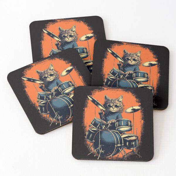 Item preview, Rock Cat Drum Kit Illustration - Gift for Drum Teacher or Student designed and sold by illeN-Art-World.