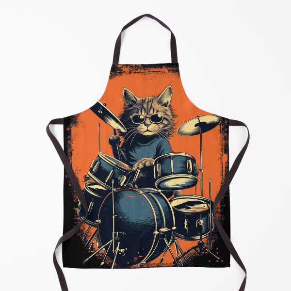 Item preview, Rock Cat Drum Kit Illustration - Gift for Drum Teacher or Student designed and sold by illeN-Art-World.