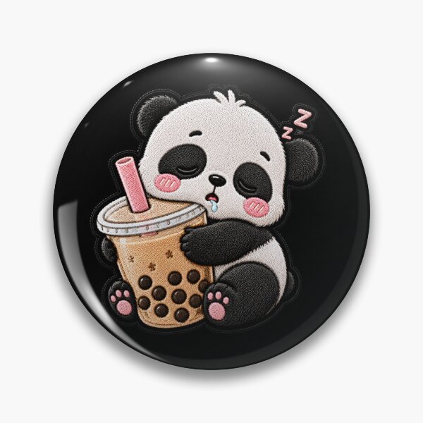 Item preview, Sleepy Baby Panda Bubble Tea Embroidery Patch designed and sold by ColorSplash123.